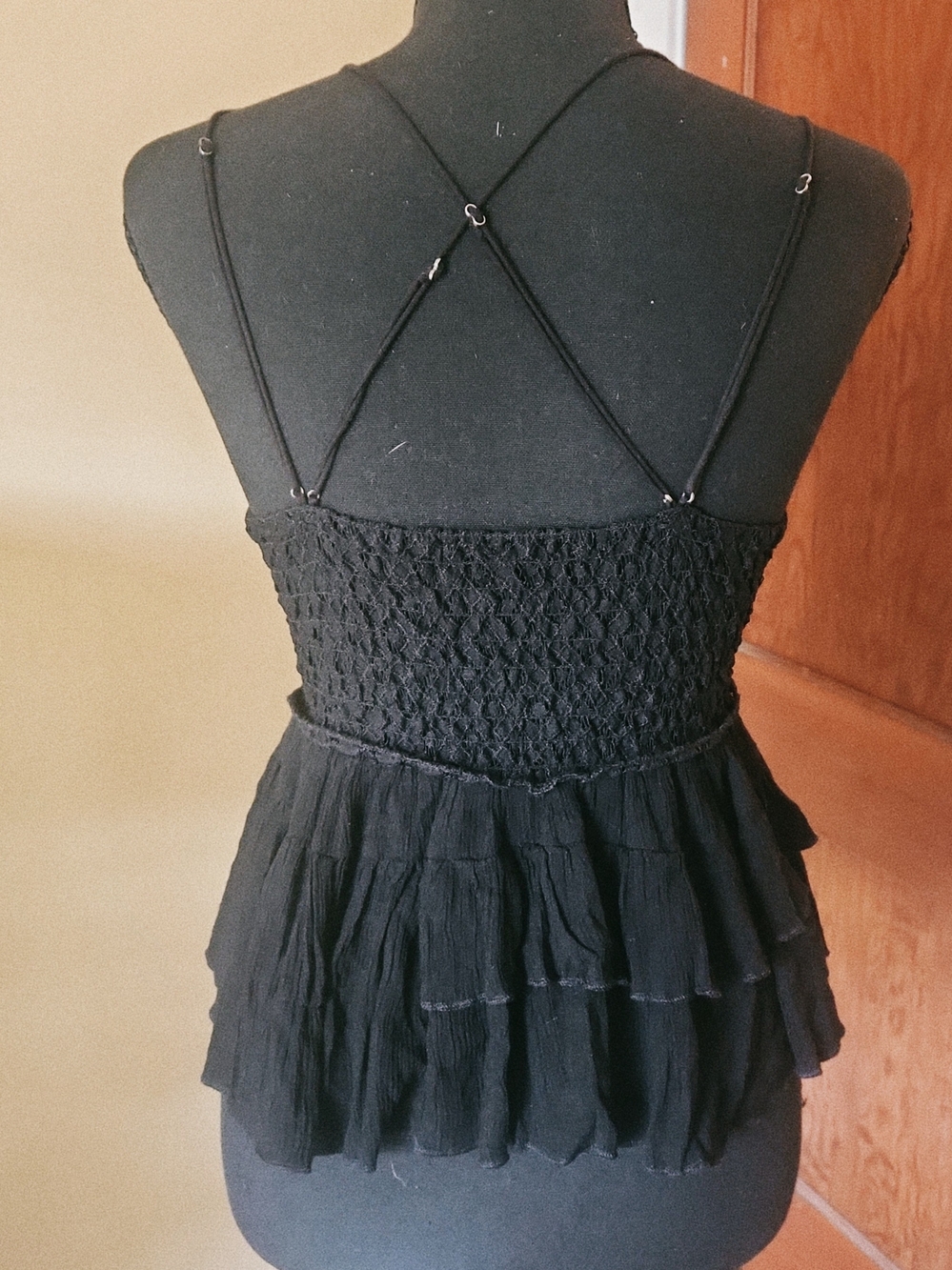 Free People Lace Ruffle Peplum Cami in Black: Closer To Xs View 5